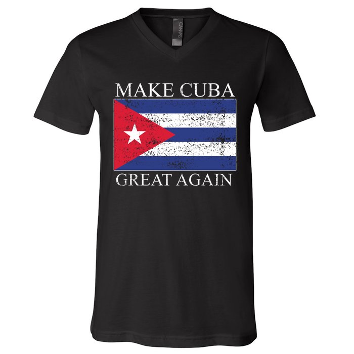 Make Cuba Great Again Cuban Flag V-Neck T-Shirt