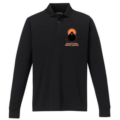 Make Halloween Great Again Trump Performance Long Sleeve Polo