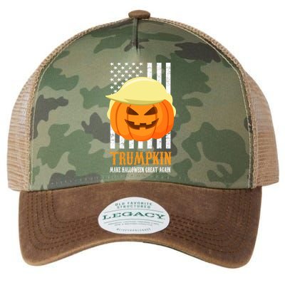 Make Halloween Great Again Trumpkin USA Flag Legacy Tie Dye Trucker Hat