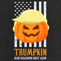 Make Halloween Great Again Trumpkin USA Flag 7 Panel Mesh Trucker Snapback Hat