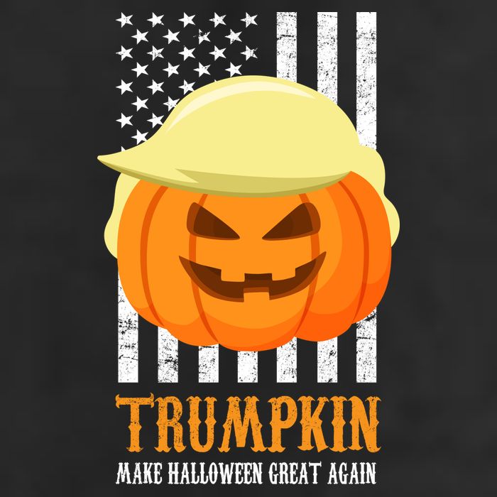 Make Halloween Great Again Trumpkin USA Flag 7 Panel Mesh Trucker Snapback Hat