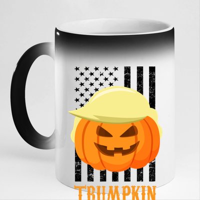 Make Halloween Great Again Trumpkin USA Flag 11oz Black Color Changing Mug