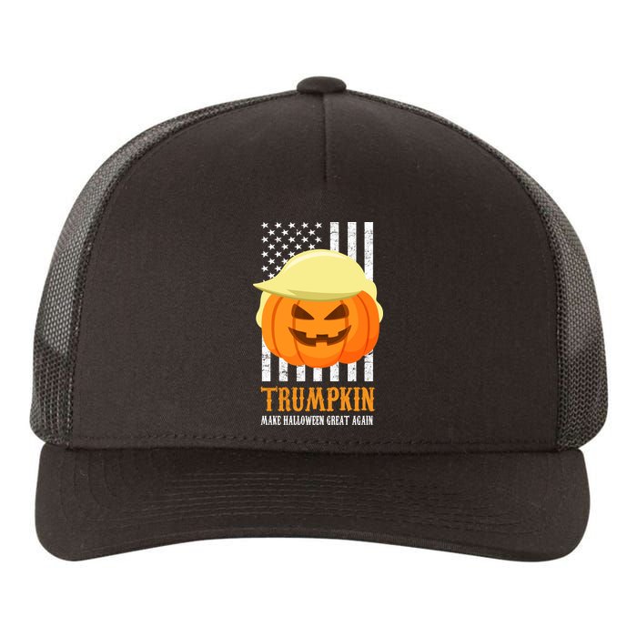 Make Halloween Great Again Trumpkin USA Flag Yupoong Adult 5-Panel Trucker Hat