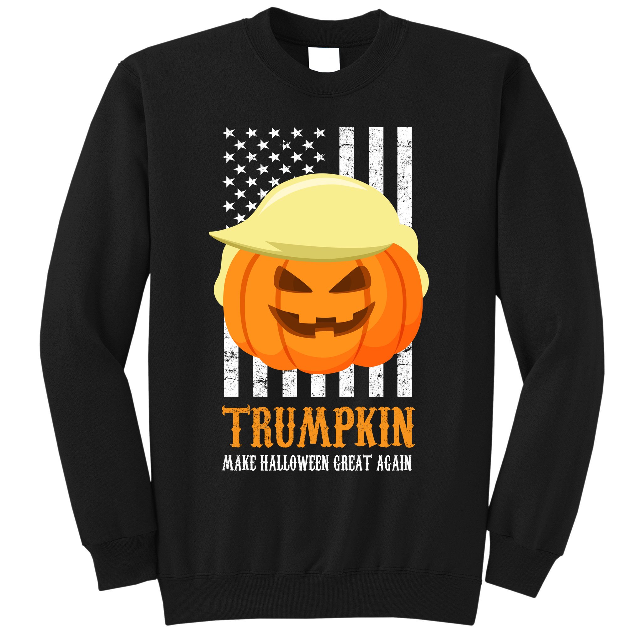 Make Halloween Great Again Trumpkin USA Flag Sweatshirt