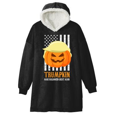 Make Halloween Great Again Trumpkin USA Flag Hooded Wearable Blanket