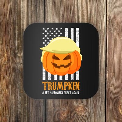 Make Halloween Great Again Trumpkin USA Flag Coaster