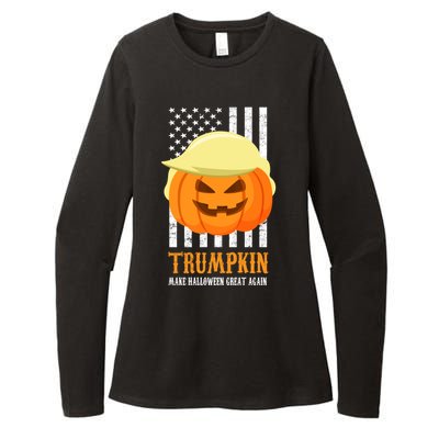 Make Halloween Great Again Trumpkin USA Flag Womens CVC Long Sleeve Shirt