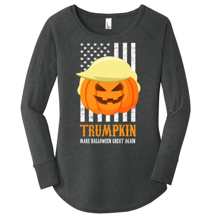 Make Halloween Great Again Trumpkin USA Flag Women's Perfect Tri Tunic Long Sleeve Shirt