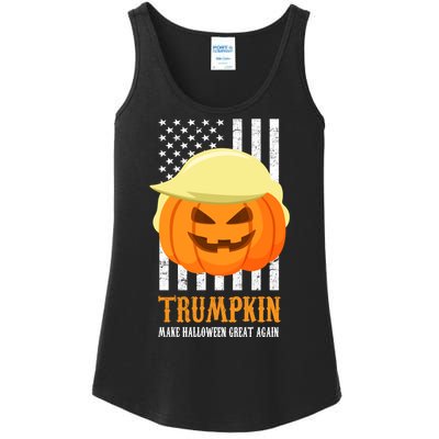 Make Halloween Great Again Trumpkin USA Flag Ladies Essential Tank