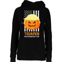 Make Halloween Great Again Trumpkin USA Flag Womens Funnel Neck Pullover Hood