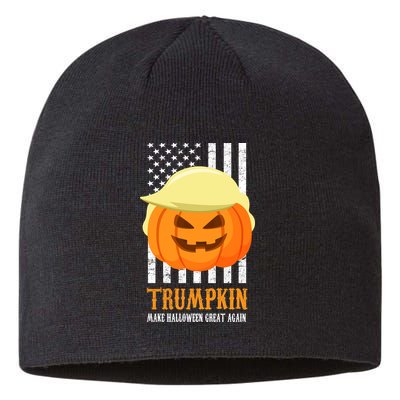 Make Halloween Great Again Trumpkin USA Flag Sustainable Beanie