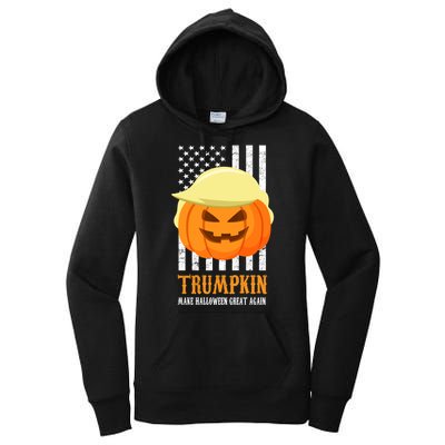 Make Halloween Great Again Trumpkin USA Flag Women's Pullover Hoodie