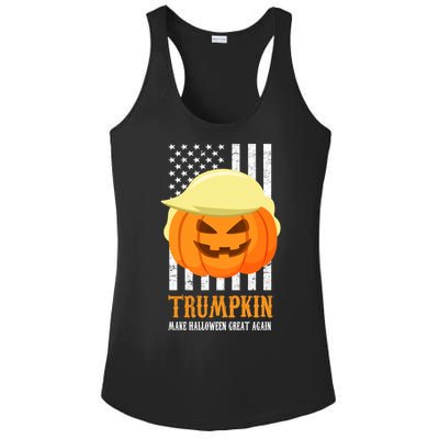 Make Halloween Great Again Trumpkin USA Flag Ladies PosiCharge Competitor Racerback Tank