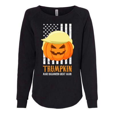 Make Halloween Great Again Trumpkin USA Flag Womens California Wash Sweatshirt