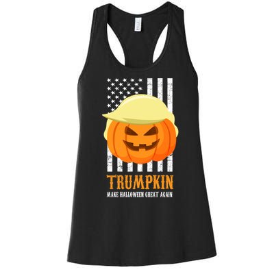 Make Halloween Great Again Trumpkin USA Flag Women's Racerback Tank