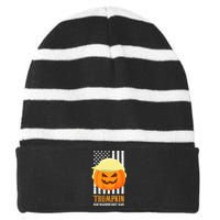 Make Halloween Great Again Trumpkin USA Flag Striped Beanie with Solid Band