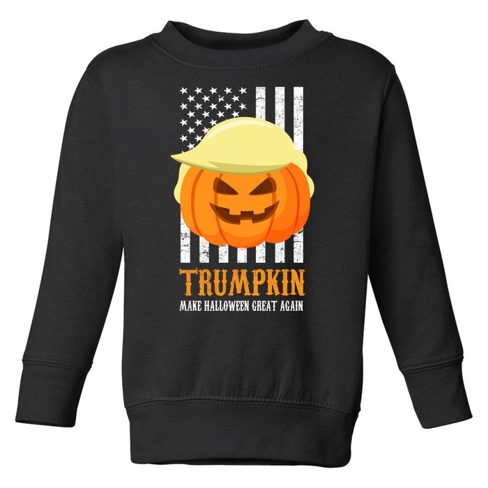 Make Halloween Great Again Trumpkin USA Flag Toddler Sweatshirt