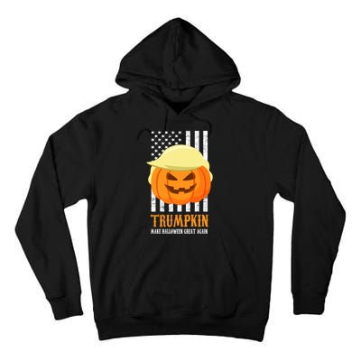 Make Halloween Great Again Trumpkin USA Flag Tall Hoodie