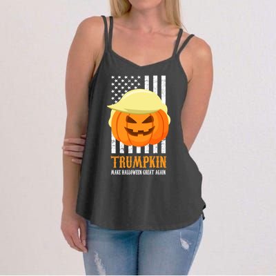 Make Halloween Great Again Trumpkin USA Flag Women's Strappy Tank