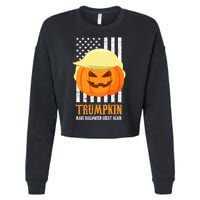 Make Halloween Great Again Trumpkin USA Flag Cropped Pullover Crew