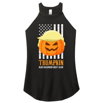 Make Halloween Great Again Trumpkin USA Flag Women's Perfect Tri Rocker Tank