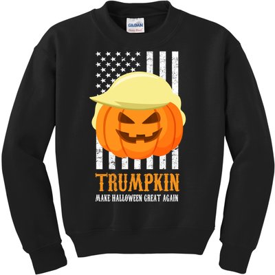 Make Halloween Great Again Trumpkin USA Flag Kids Sweatshirt