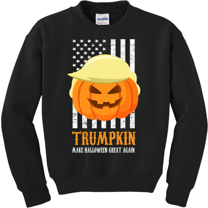 Make Halloween Great Again Trumpkin USA Flag Kids Sweatshirt