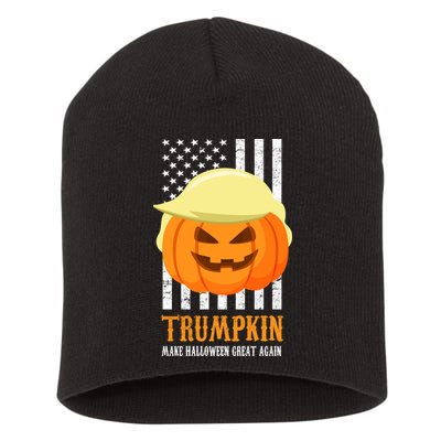 Make Halloween Great Again Trumpkin USA Flag Short Acrylic Beanie