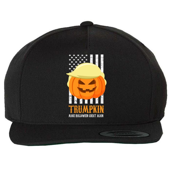 Make Halloween Great Again Trumpkin USA Flag Wool Snapback Cap