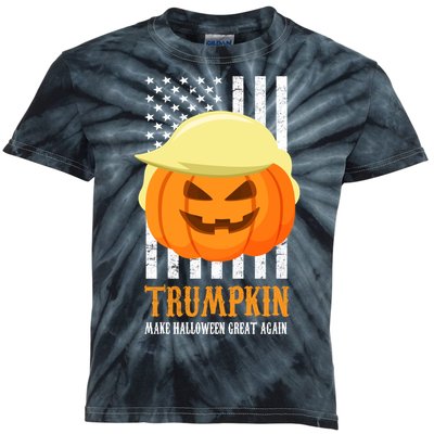 Make Halloween Great Again Trumpkin USA Flag Kids Tie-Dye T-Shirt