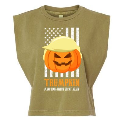 Make Halloween Great Again Trumpkin USA Flag Garment-Dyed Women's Muscle Tee