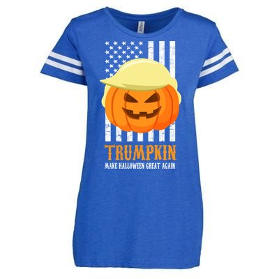 Make Halloween Great Again Trumpkin USA Flag Enza Ladies Jersey Football T-Shirt