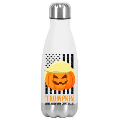 Make Halloween Great Again Trumpkin USA Flag Stainless Steel Insulated Water Bottle