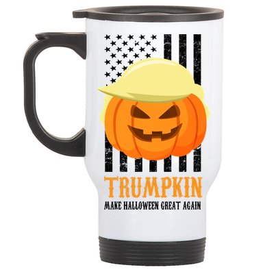 Make Halloween Great Again Trumpkin USA Flag Stainless Steel Travel Mug