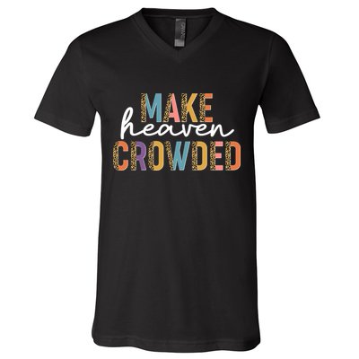Make Heaven Crowded Leopard Print Pattern V-Neck T-Shirt