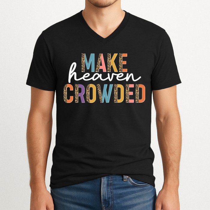 Make Heaven Crowded Leopard Print Pattern V-Neck T-Shirt