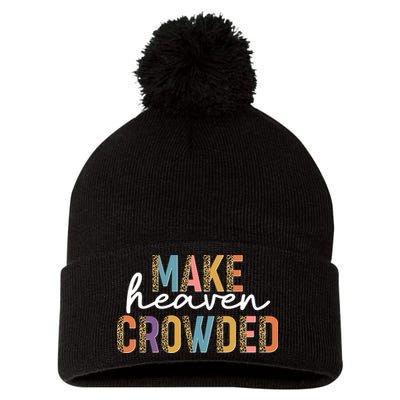 Make Heaven Crowded Leopard Print Pattern Pom Pom 12in Knit Beanie