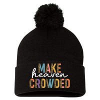 Make Heaven Crowded Leopard Print Pattern Pom Pom 12in Knit Beanie