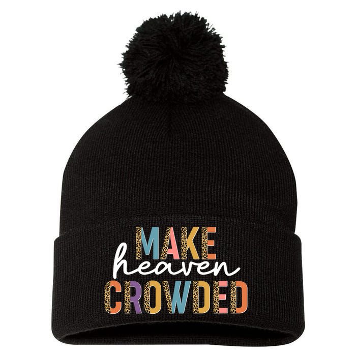 Make Heaven Crowded Leopard Print Pattern Pom Pom 12in Knit Beanie