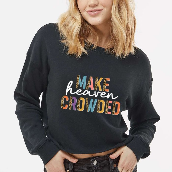 Make Heaven Crowded Leopard Print Pattern Cropped Pullover Crew