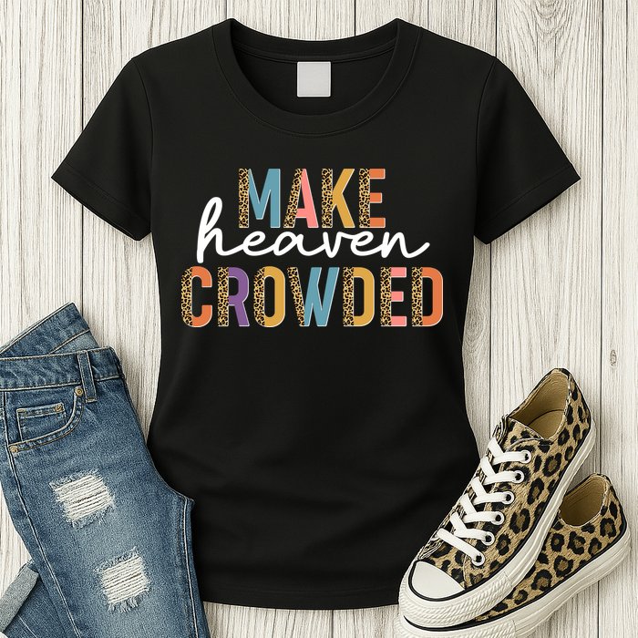 Make Heaven Crowded Leopard Print Pattern Womens T-Shirt