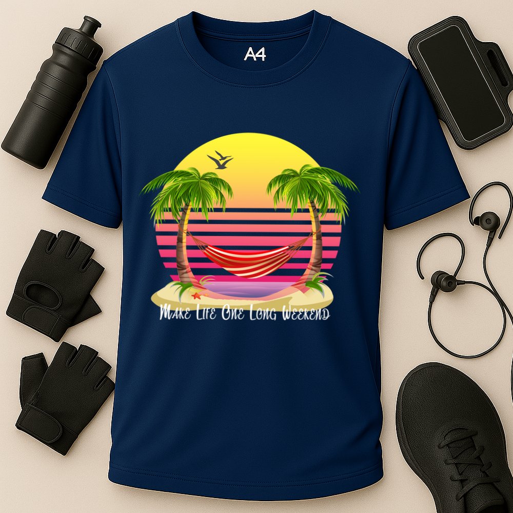 Make Life One Long Weekend Cooling Performance Crew T-Shirt