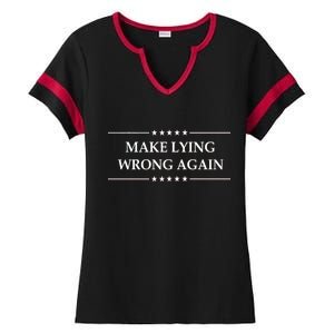 Make Lying Wrong Again Anti Trump Ladies Halftime Notch Neck Tee