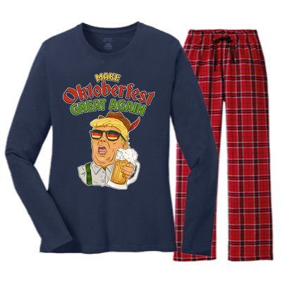 Make Oktoberfest Great Again Women's Long Sleeve Flannel Pajama Set 