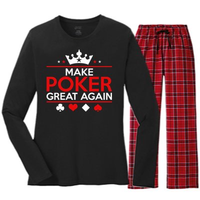 Make Poker Great Again Card Game Women's Long Sleeve Flannel Pajama Set 