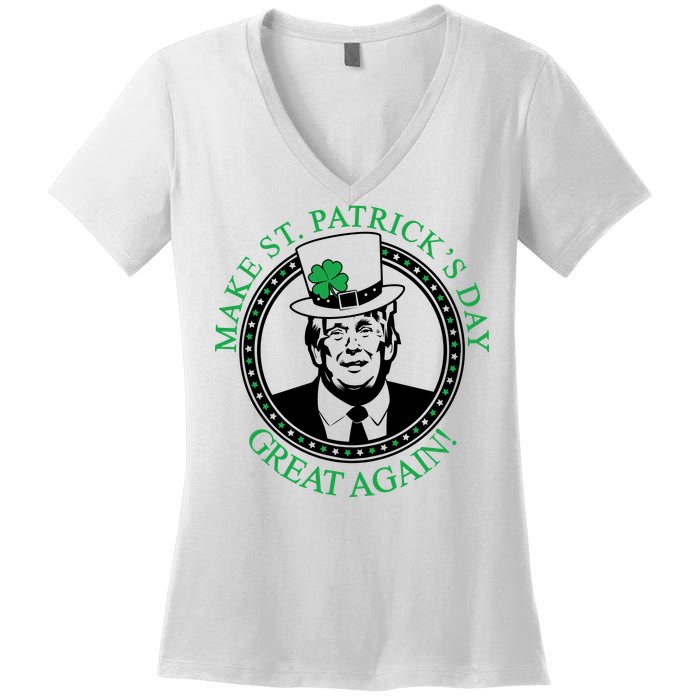 Make St. Patrick's Day Great Again Donald Trump Women's V-Neck T-Shirt