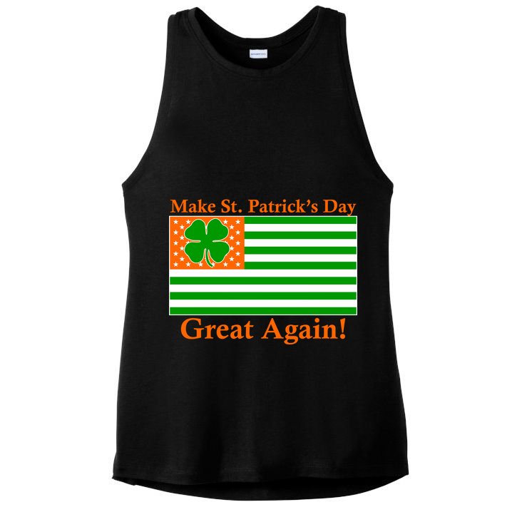 Make St. Patrick's Day Great Again! Irish America USA Clover Flag Ladies PosiCharge Tri-Blend Wicking Tank