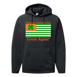 Make St. Patrick's Day Great Again! Irish America USA Clover Flag Performance Fleece Hoodie