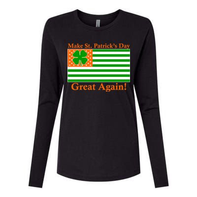 Make St. Patrick's Day Great Again! Irish America USA Clover Flag Womens Cotton Relaxed Long Sleeve T-Shirt