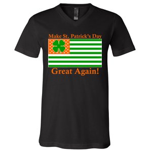 Make St. Patrick's Day Great Again! Irish America USA Clover Flag V-Neck T-Shirt